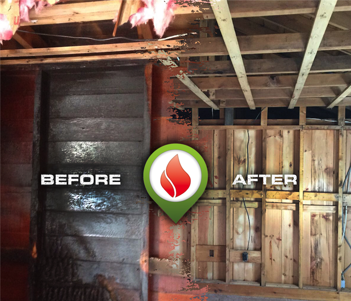 SERVPRO fire damage before and after photo