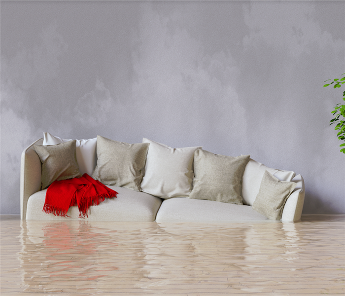 a flooded living room